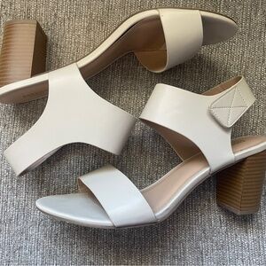 Elegant Cream Block Heel Sandals